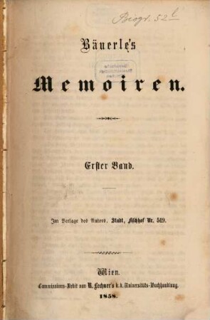 Bäuerle's Memoiren. 1