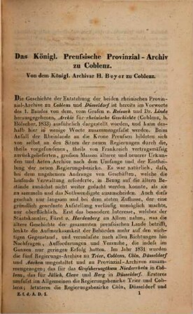 Zeitschrift für die Archive Deutschlands. 1, 1. 1846/47
