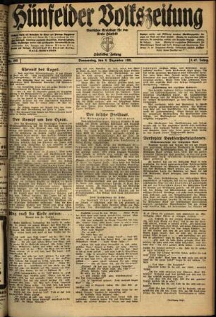 Ausgabe vom Donnerstag, den 08. Dezember 1921.
