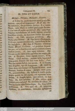 IX. Iter Et Equus. Misippus, Philippus, Misopudus, Planetes.