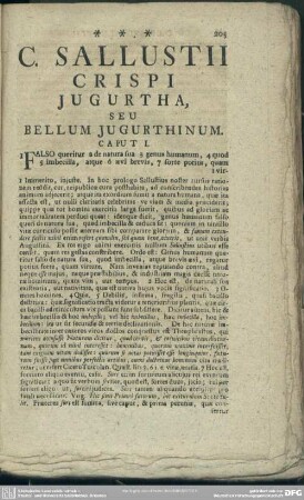 C. Sallustii Crispi Iugurtha, Seu Bellum Iugurthinum