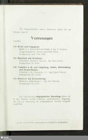 Vertretungen im Inlande