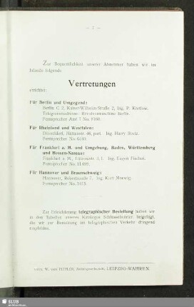Vertretungen im Inlande