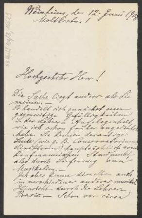 Brief an Ludwig Strecker  und B. Schott's Söhne : 12.06.1908