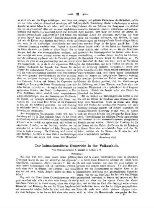 Der heimatkundliche Unterricht in der Volksschule : (Fortsetzung)