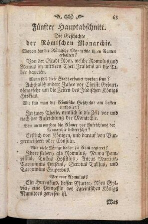 Fünfter Hauptabschnitt. Die Geschichte der Römischen Monarchie.