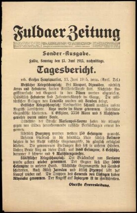 Ausgabe vom Sonntag, den 13. Juni 1915.