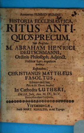 Ex historia ecclesiastica ritus antiquos precum
