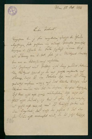 Brief vom 10. Oktober 1873