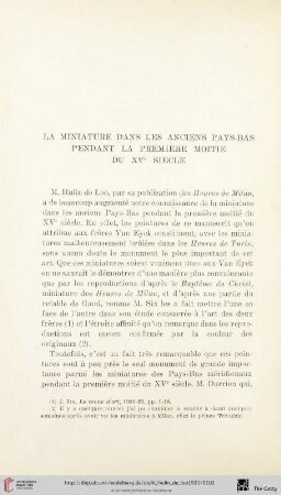 La miniature dans les anciens Pays-Bas pendant la première moitié du XVe siècle