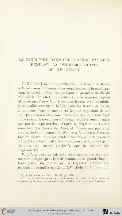 La miniature dans les anciens Pays-Bas pendant la première moitié du XVe siècle
