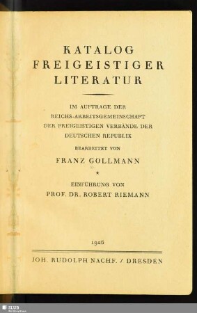 Katalog freigeistiger Literatur