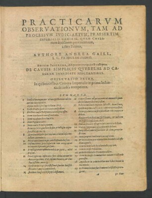 Practicarum Observationum, Tam Ad Processum Iudiciarium ... Quam Causarum decisiones pertinentium, Liber Primus ...