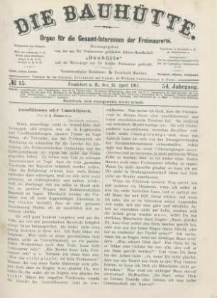 No. 15. Frankfurt a. M., den 15. April 1911. 54. Jahrgang.