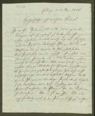 Brief von Christian Ferdinand Hochstetter an August Emanuel Fürnrohr