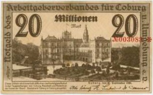 Geldschein / Notgeld, 20 Millionen Mark, 20.9.1923