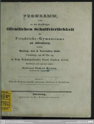 Ueber die Zerlegung rationaler gebrochener Functionen in Partialbrüche