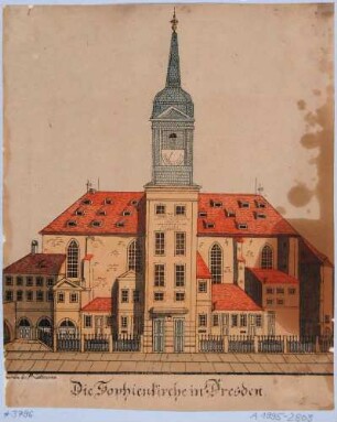 Die alte Sophienkirche (evangelische Hofkirche) in Dresden von Süden