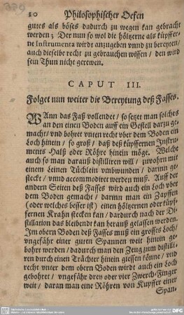 CAPUT III. Folget nun weiter die Bereytung deß Fasses.