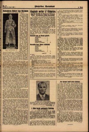 Zweite Ausgabe vom Freitag, den 26. April 1940.