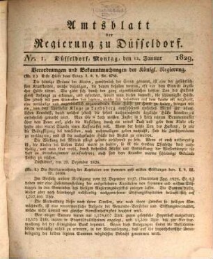 Amtsblatt für den Regierungsbezirk Düsseldorf. 1829