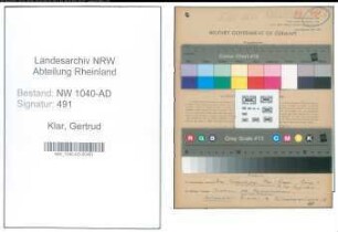 Entnazifizierung Gertrud Klar , geb. 18.01.1902 (Buchhalterin)