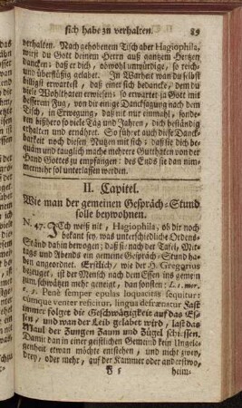 II. Capitel. Wie man der gemeinen Gespräch-Stund solle beywohnen