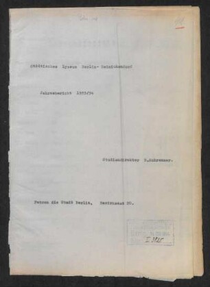 1933/34: Jahresbericht ... - 1933/34