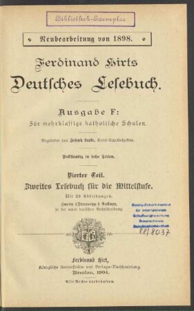 Teil 4, [Schülerband]: Zweites Lesebuch für die Mittelstufe