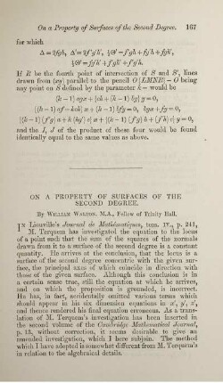 On a property of surfaces of the second degree.