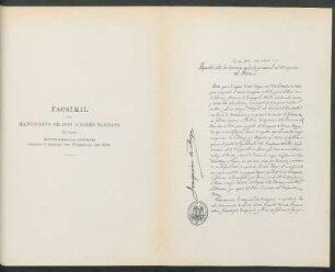 Facsímil del Manuscrito de Don Andrés Baleato titulado apunte sobre las divisiones política y natural del Virreinato del Perú