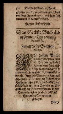Das Sechste Buch Lucii Apuleii/ Von dem guldenen Esel.