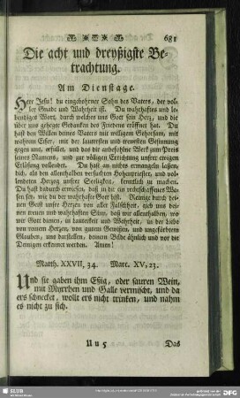 Die acht und dreyßigste Betrachtung. Am Dienstage