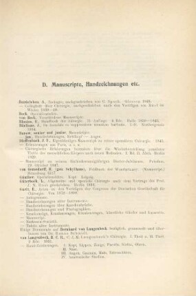 D. Manuscripte, Handzeichnungen etc.