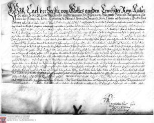 Karl VI, Römischer Kaiser belehnt mit dem Handschuhsheimer Lehen Anselm Kasimir und Franz Philipp Freiherr Wambold v. Umstadt