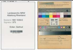Entnazifizierung Gertrud Ecker , geb. 03.06.1898 ()