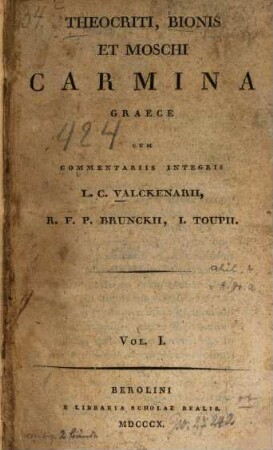 Theocriti, Bionis et Moschi Carmina graece, 1
