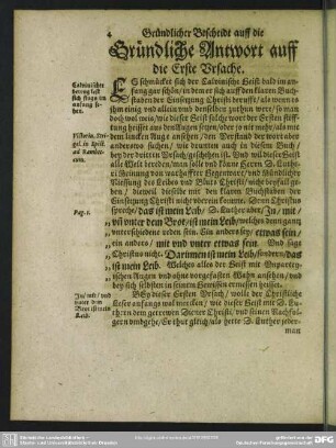 Gründliche Antwort auff die Erste Ursache