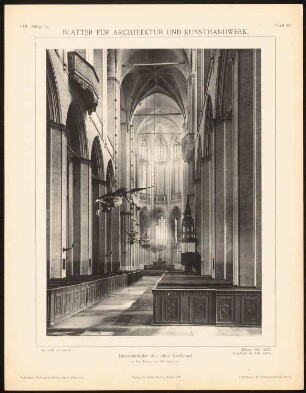 Marienkirche, Stralsund: Innenansicht (aus: Blätter für Architektur und Kunsthandwerk, 8. Jg., 1895, Tafel 66)