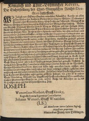 Königlich und Chur-Böhmischer Revers