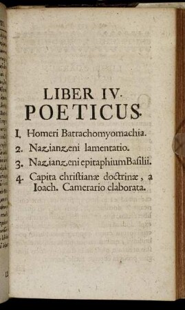 Liber IV. Poeticus.