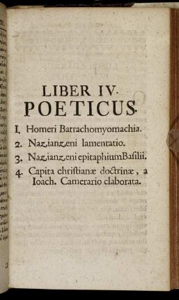 Liber IV. Poeticus.