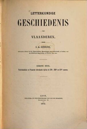 Letterkundige Geschiedenis van Vlaanderen. 1