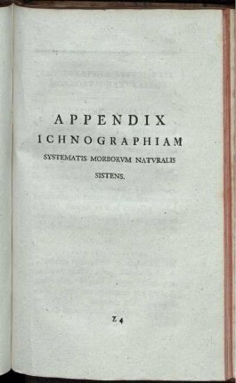 Appendix Ichnographiam Systematis Morborum Naturalis Sistens.