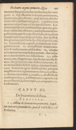 Caput III. De Inventione Ethica.