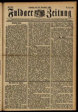 Ausgabe vom Samstag, den 26. November 1892.