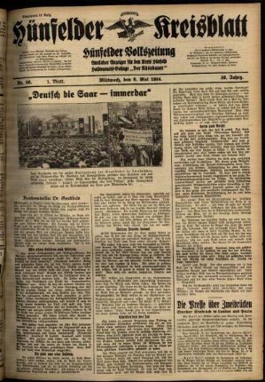 Erste Ausgabe vom Mittwoch, den 09. Mai 1934.
