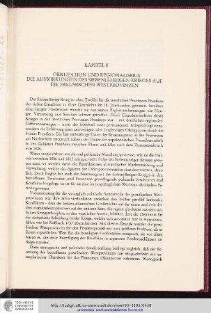 Kapitel 8. Okkupation und Regionalismus. Die Auswirkungen des Siebenjährigen Krieges auf die preußischen Westprovinzen