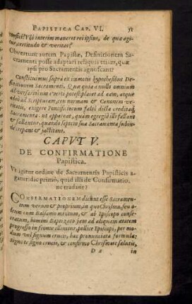 Caput V. De Confirmatione Papistica.