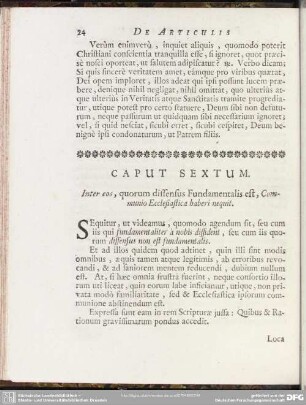 Caput Sextum. Inter eos, quorum diffensus Fundamentalis est, Communio Ecclesiastica haberi nequit